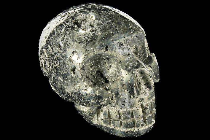 Polished Pyrite Skull With Pyritohedral Crystals #96321
